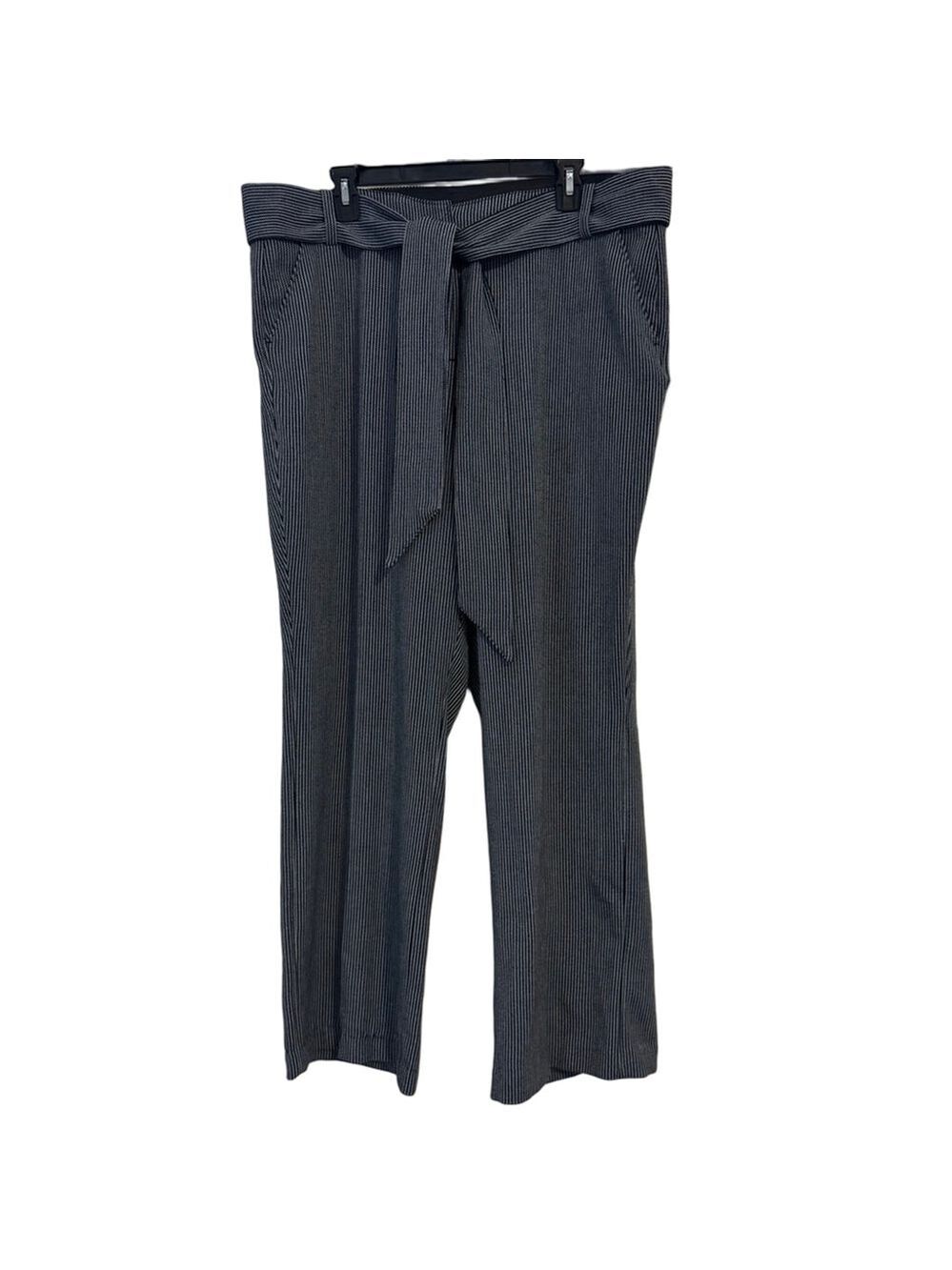 Lane Bryant Wide Leg Dress Pants Black/Blue Size 18 Tie Waist